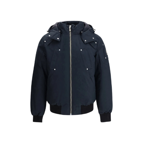 Moose Knuckles hooded logo-plaque bomber jacket