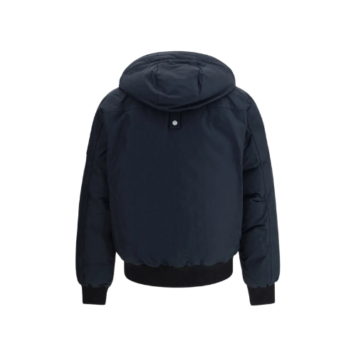 Moose Knuckles hooded logo-plaque bomber jacket